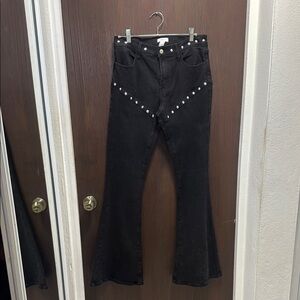 Urban Outfitters Black Flare Jeans with Studded Accents